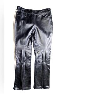 Women's Motorcycle Black Leather Jeans